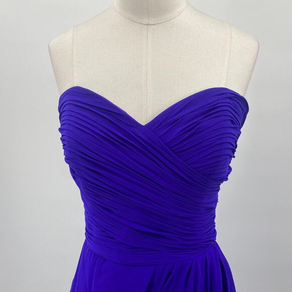 Vintage Cache Silk Mini Dress Strapless Sweetheart Neck Pleated Purple NEW 0 - Picture 2 of 7